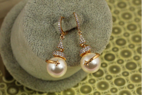 Сережки підвіски Xuping Jewelry Звіздар з перлами 3,7 см золотисті