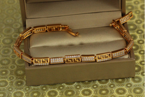 Браслет Xuping Jewelry Сиртакі з грецьким візерунком 21,5 см 4 мм золотистий