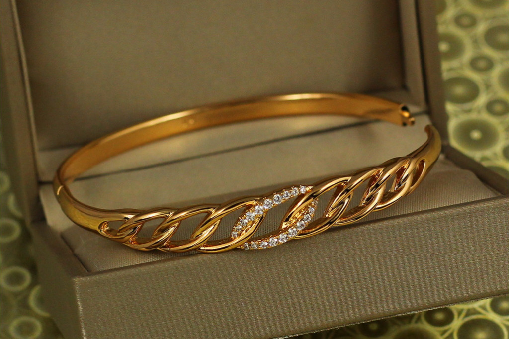 Браслет бенгл Xuping Jewelry Овали одне в одному 60 мм на руку від 17 до 19 см золотистий