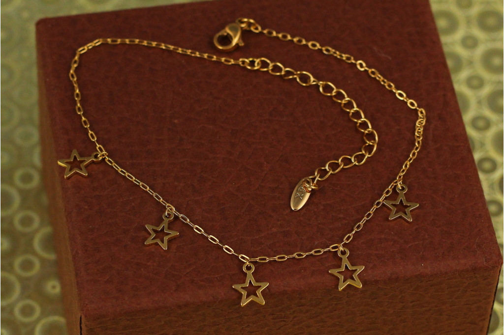 Браслет Xuping Jewelry на ногу якорній со звездами 26 см золотистый