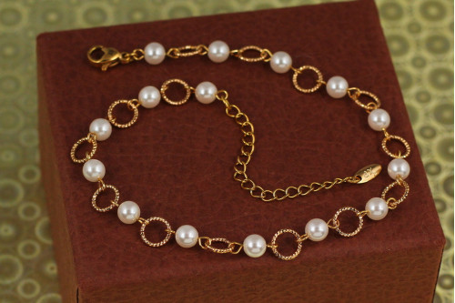 Браслет Xuping Jewelry на ногу с жемчугом 29 см золотистый