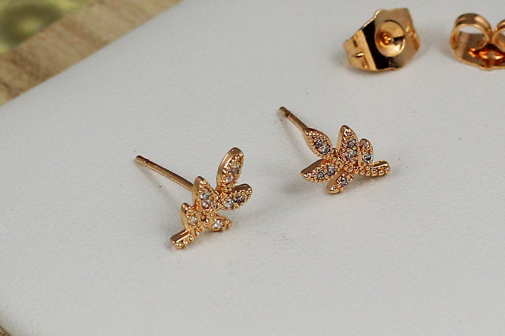Серьги гвоздики Xuping Jewelry веточка 11 мм золотистые