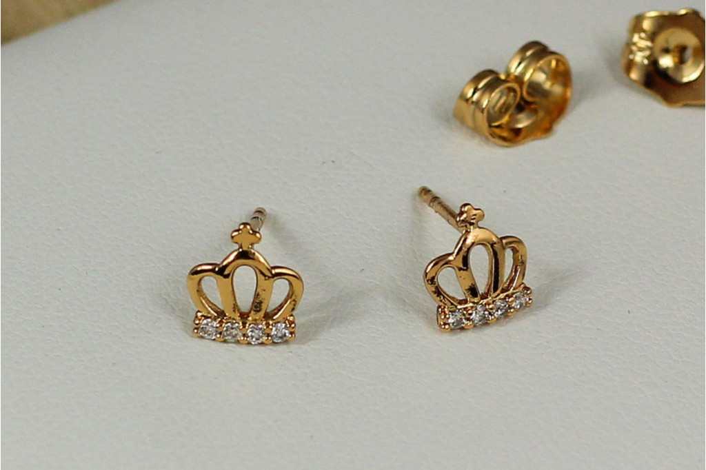 Серьги гвоздики  Xuping Jewelry корона 7 мм золотистые