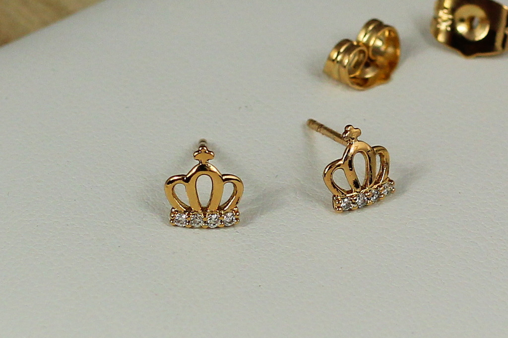 Серьги гвоздики  Xuping Jewelry корона 7 мм золотистые