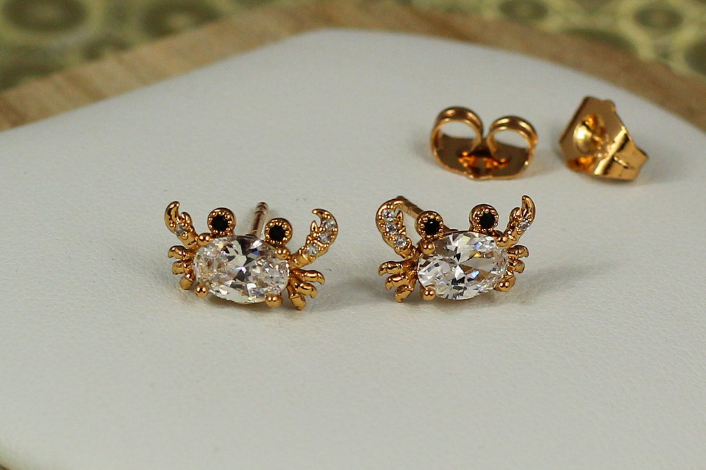 Серьги гвоздики  Xuping Jewelry крабики 8 мм золотистые