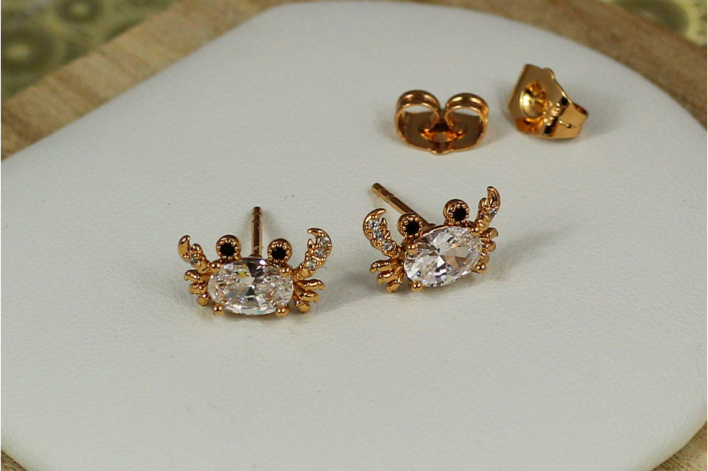 Серьги гвоздики  Xuping Jewelry крабики 8 мм золотистые