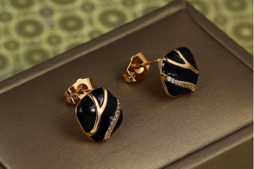 Серьги гвоздики  Xuping Jewelry Руна 11 мм золотистые