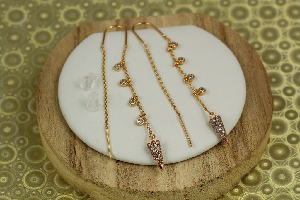 Серьги продевки Xuping Jewelry конус 7,2 см золотистые