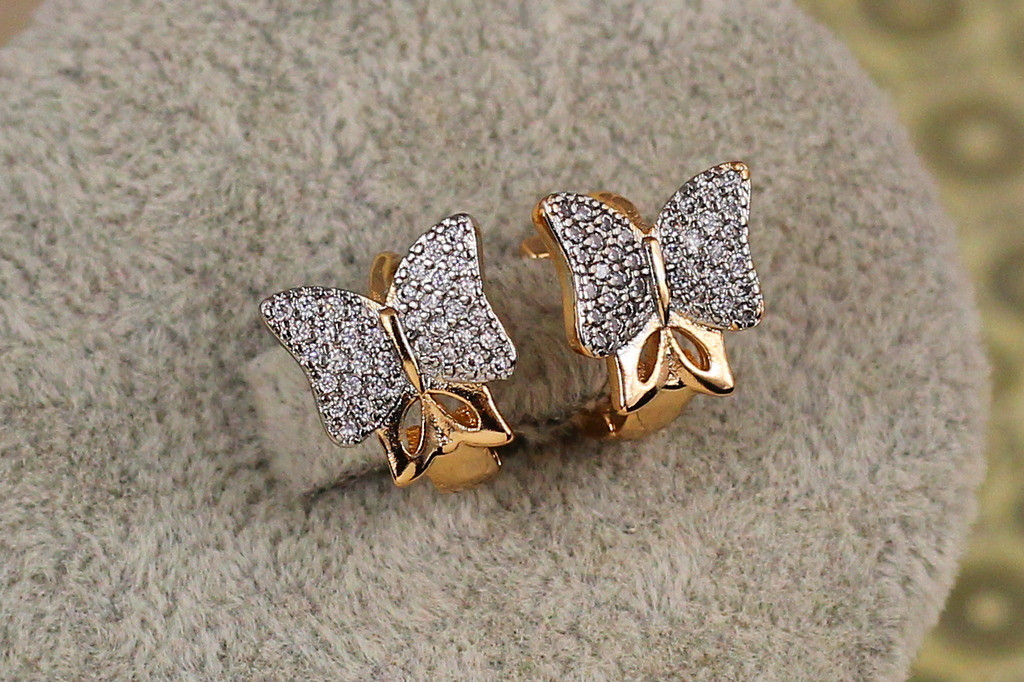 Серьги Xuping Jewelry Бантики с родием 1.1 см золотистые