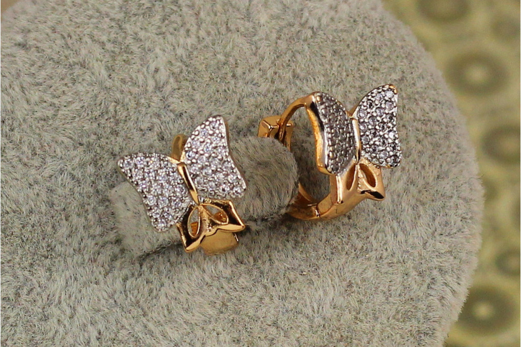 Серьги Xuping Jewelry Бантики с родием 1.1 см золотистые
