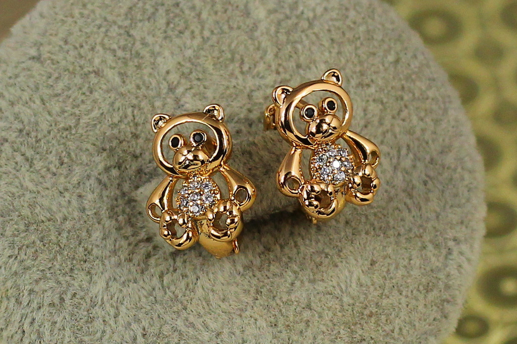 Серьги детские Xuping Jewelry Мишки 1,4 см золотистые