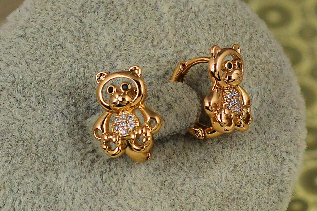 Серьги детские Xuping Jewelry Мишки 1,4 см золотистые