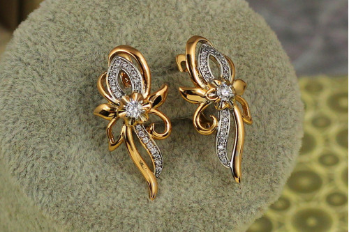 Сережки Xuping Jewelry Фокус з родієм 1.1 см золотисті