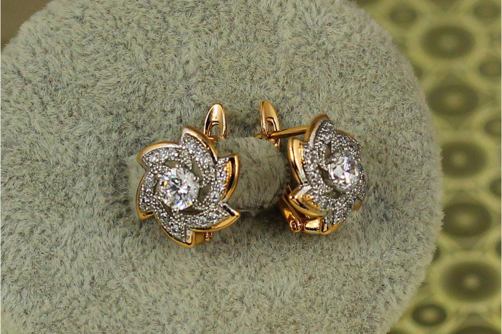 Сережки Xuping Jewelry Сонік з родієм 1.3 см золотисті