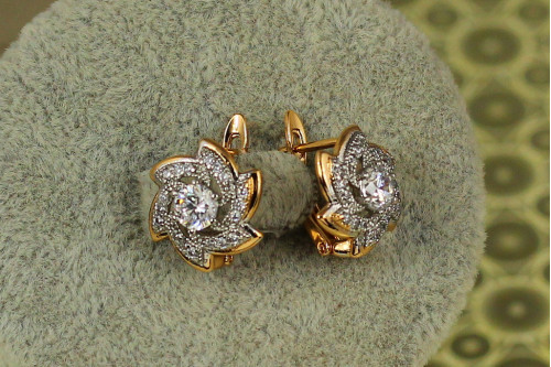 Сережки Xuping Jewelry Сонік з родієм 1.3 см золотисті