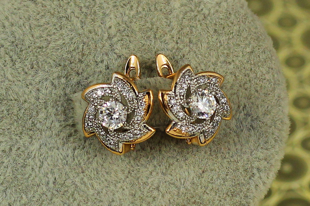 Сережки Xuping Jewelry Сонік з родієм 1.3 см золотисті