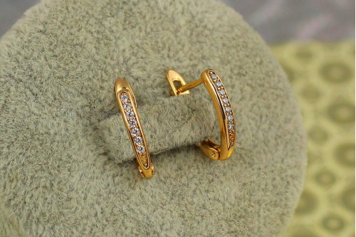 Сережки Xuping Jewelry доріжки з камінням 1.5 см золотисті