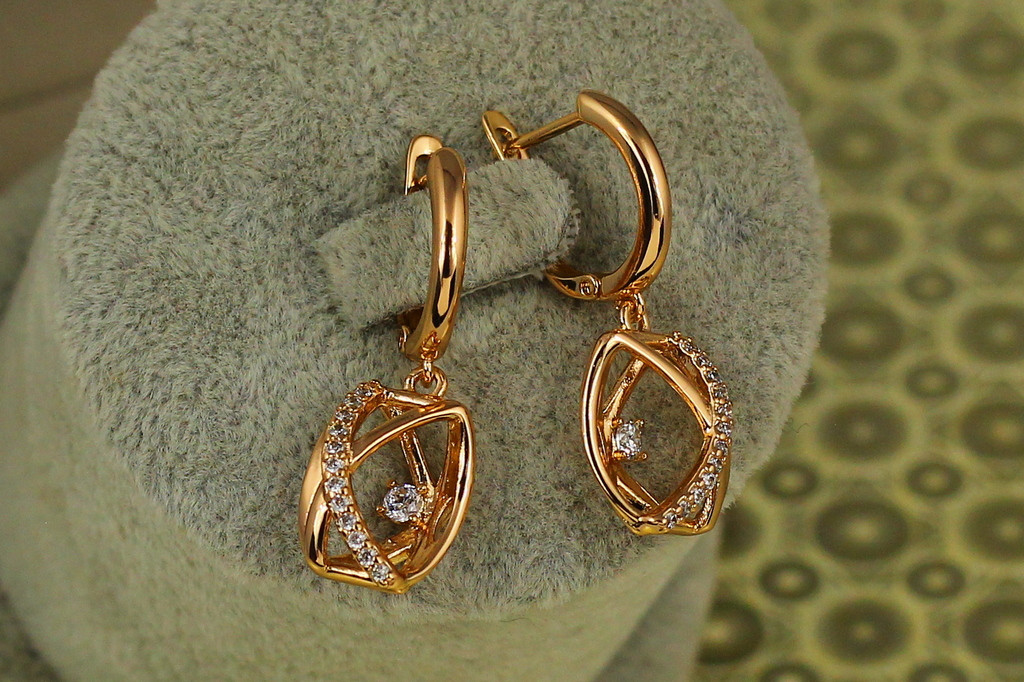 Сережки підвіски Xuping Jewelry Погляд 3,2 см золотисті