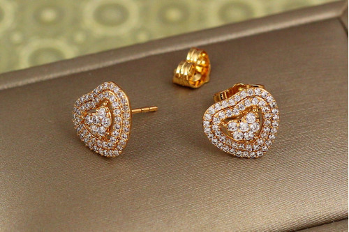 Сережки гвоздики Xuping Jewelry Ритм серця 11 мм золотисті