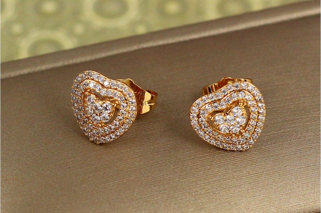 Сережки гвоздики Xuping Jewelry Ритм серця 11 мм золотисті