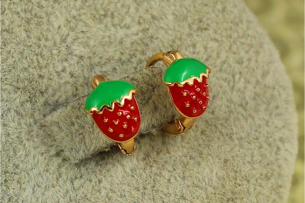 Серьги детские Xuping Jewelry земляничка 1,1 см золотистые