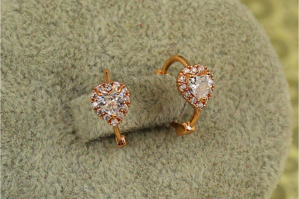 Серьги детские Xuping Jewelry сердечко в ободке 1,2 см золотистые