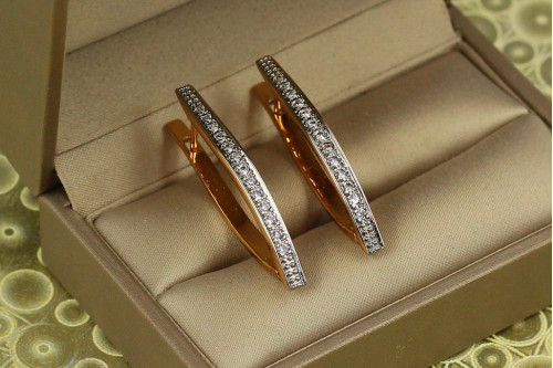 Сережки Xuping Jewelry стріла доріжка з каменів із родієм 3.5 см золотисті