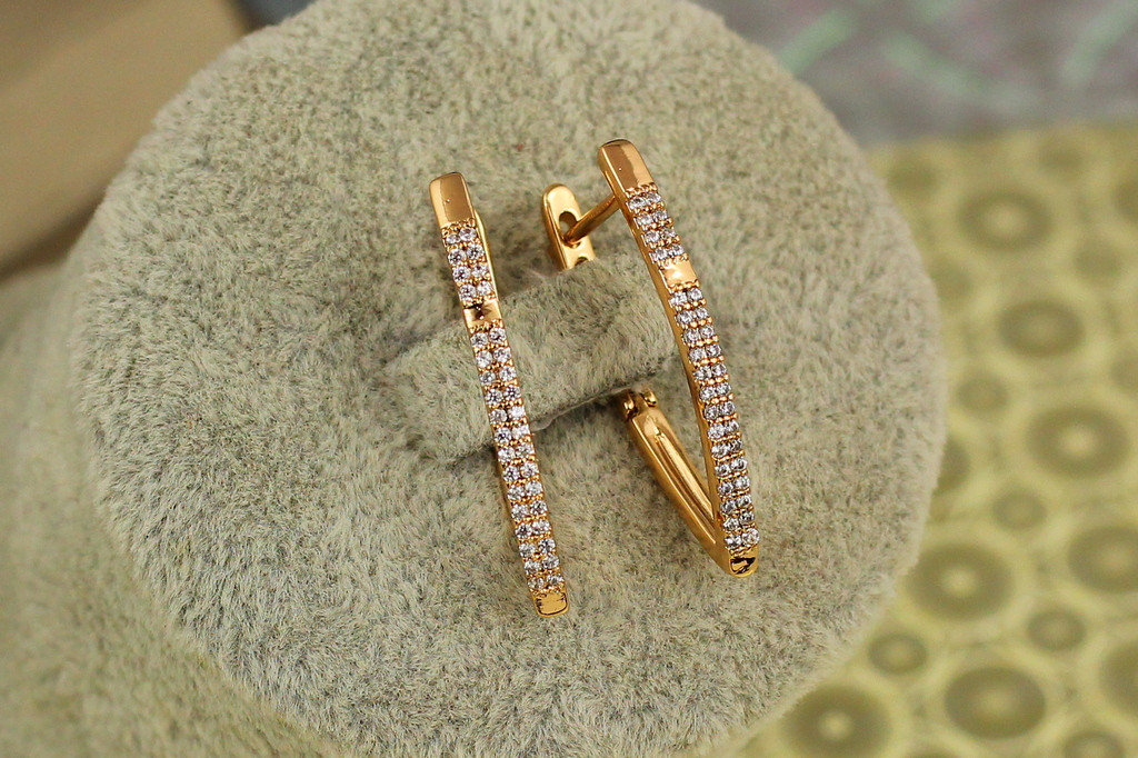 Сережки Xuping Jewelry подвійна доріжка оклик 2,7 см золотисті