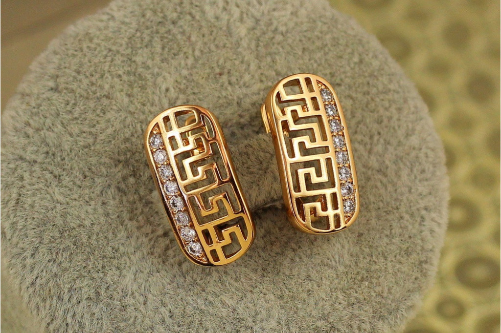 Серьги  Xuping Jewelry миф с греческим узором 1.9 см золотистые