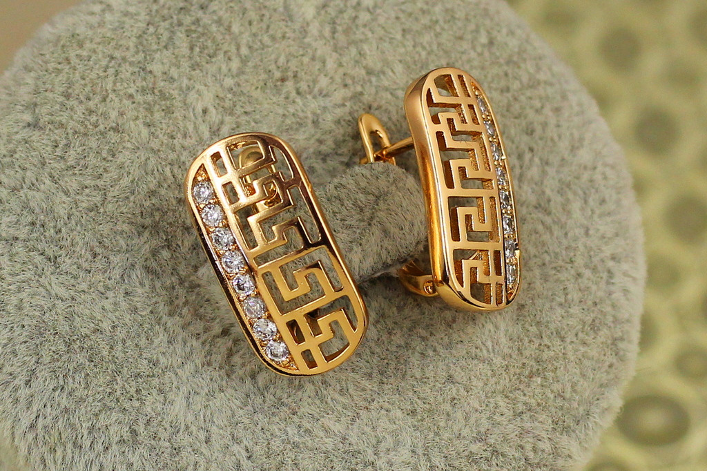 Серьги  Xuping Jewelry миф с греческим узором 1.9 см золотистые