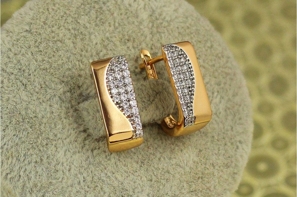 Сережки Xuping Jewelry Спектакль з родієм 1,7 см золотисті