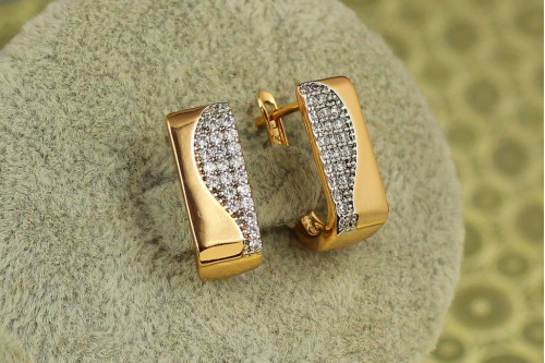 Сережки Xuping Jewelry Спектакль з родієм 1,7 см золотисті
