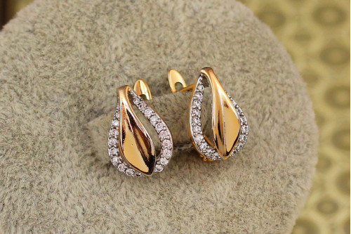 Сережки Xuping Jewelry вогнище з родієм 1,4 см золотисті