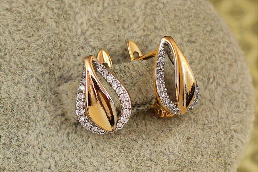 Серьги Xuping Jewelry огниво с родием 1,4 см золотистые
