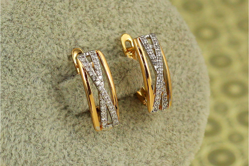 Сережки Xuping Jewelry перехрестя з родієм 1,7 см золотисті