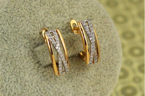 Сережки Xuping Jewelry перехрестя з родієм 1,7 см золотисті
