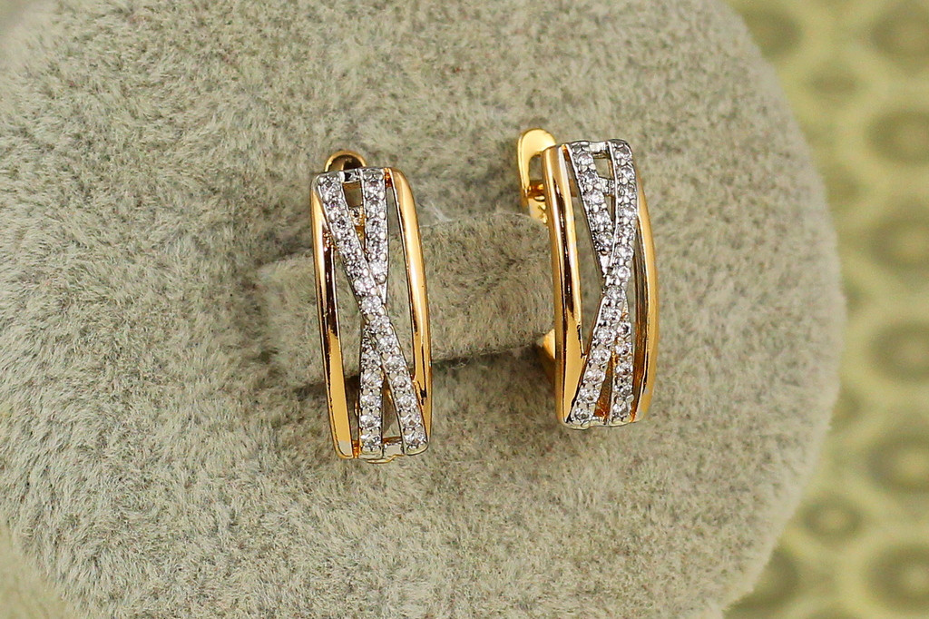Сережки Xuping Jewelry перехрестя з родієм 1,7 см золотисті