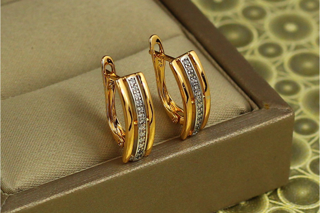 Сережки Xuping Jewelry тренд з родієм 1,6 см золотисті