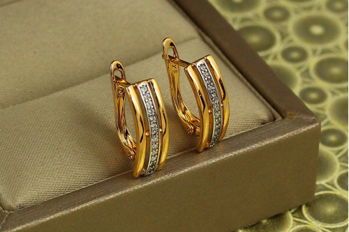 Сережки Xuping Jewelry тренд з родієм 1,6 см золотисті