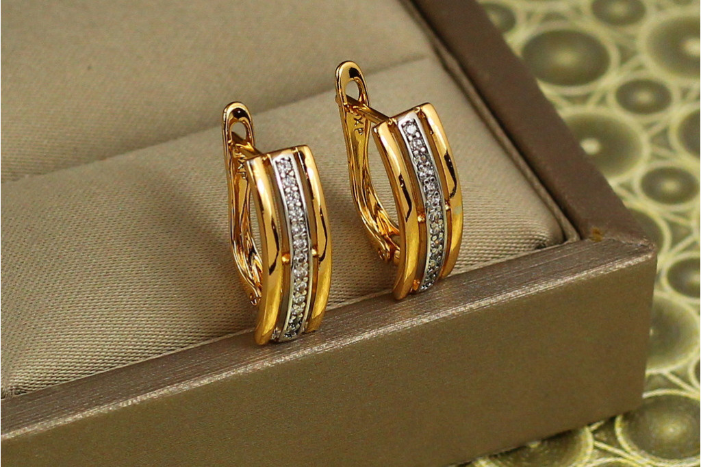 Сережки Xuping Jewelry тренд з родієм 1,6 см золотисті