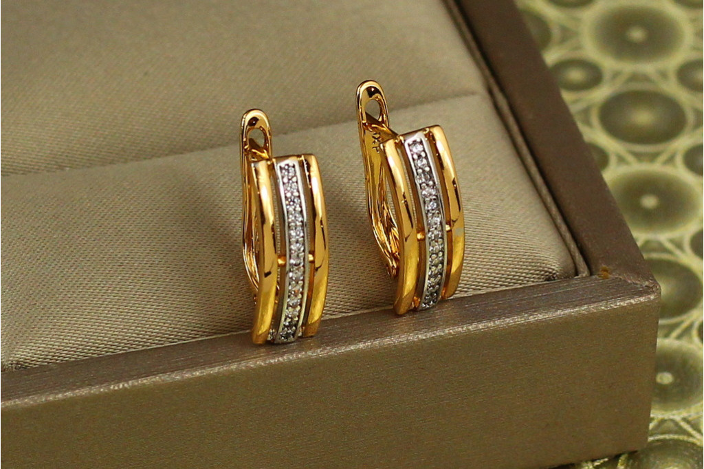 Сережки Xuping Jewelry тренд з родієм 1,6 см золотисті