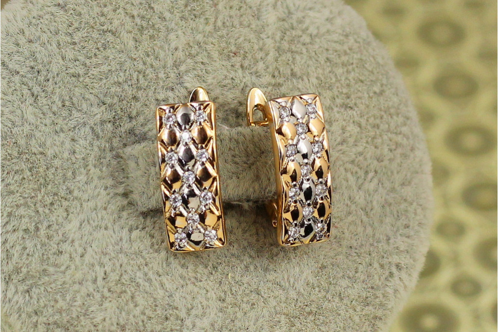 Сережки Xuping Jewelry драпіровка з родієм 1,6 см золотисті