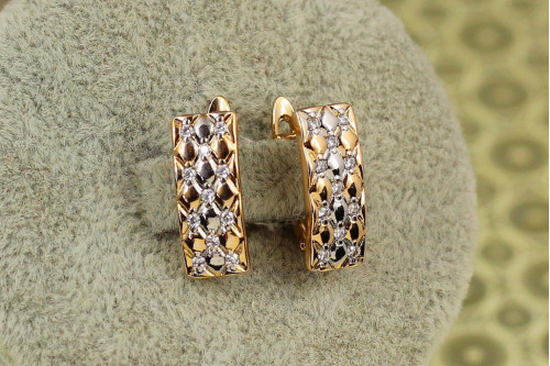 Сережки Xuping Jewelry драпіровка з родієм 1,6 см золотисті