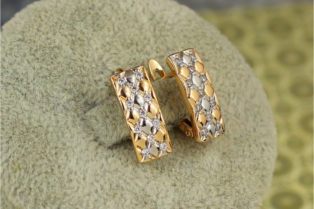 Сережки Xuping Jewelry драпіровка з родієм 1,6 см золотисті