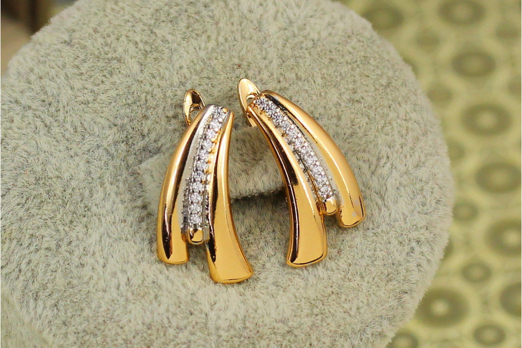 Сережки Xuping Jewelry розвиток з родієм 2 см золотисті