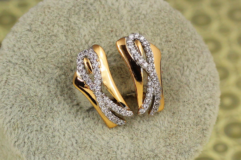 Сережки Xuping Jewelry стрічка з родієм 1,9 см золотисті
