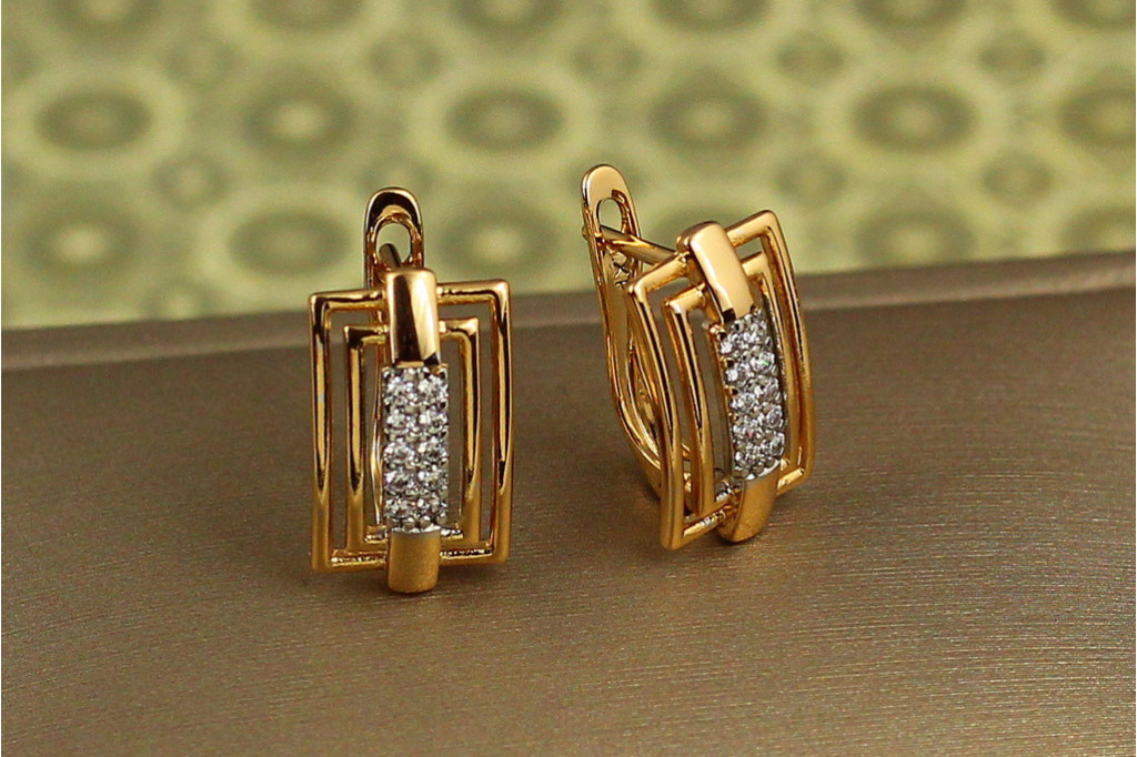 Серьги Xuping Jewelry эхо с родием 1,6 см золотистые