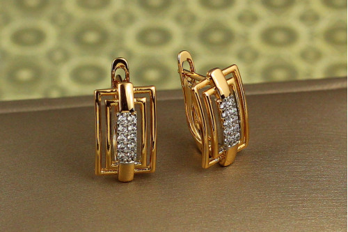 Серьги Xuping Jewelry эхо с родием 1,6 см золотистые