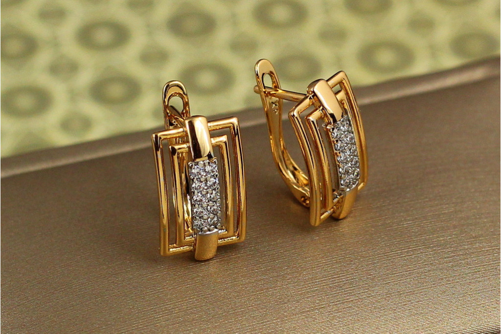 Серьги Xuping Jewelry эхо с родием 1,6 см золотистые