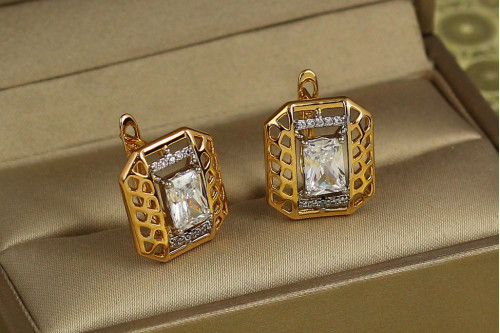 Сережки Xuping Jewelry світлиця з родієм 1,6 см золотисті